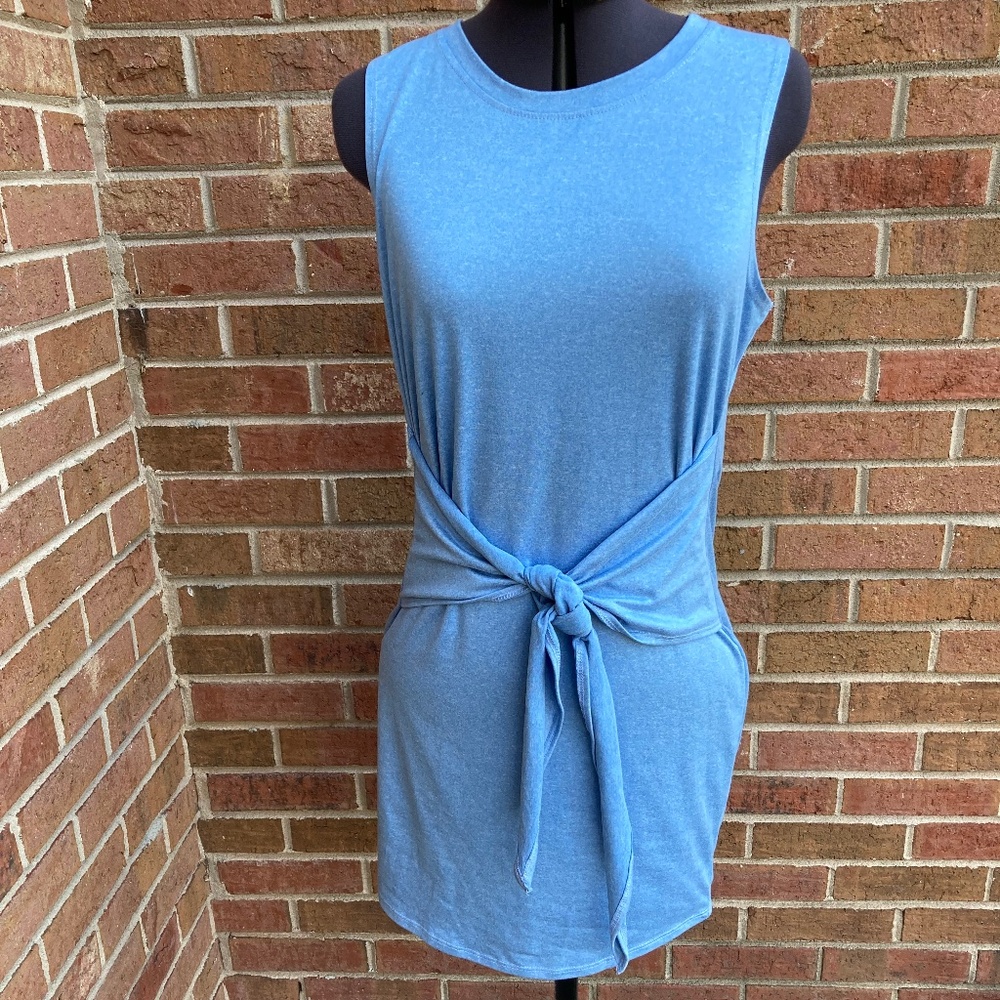 Pink Lily Sky Blue Tie-Front Mini Dress - Picture 12 of 12
